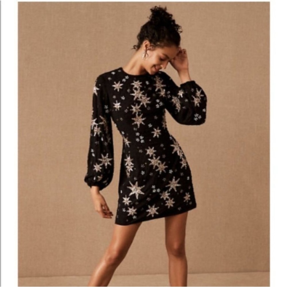 NWT Anthropologie BHLDN Mercure Dress Black Sequin